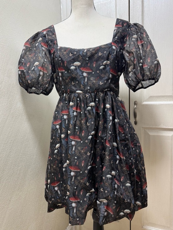 Disturbia Dresses & Skirts - Disturbia Amanita Size 8 Organza Puffball Mini Dress Mushroom Print